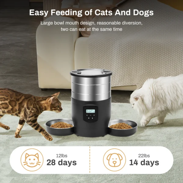 4.5L Smart Pet Feeder WiFi/Button Stainless Steel Bowls