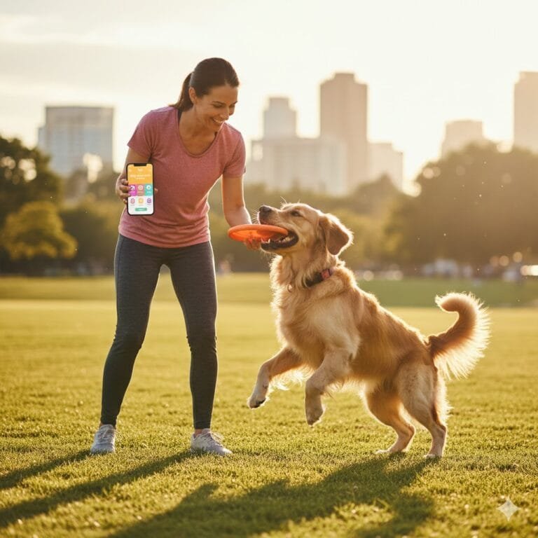 Active owner learning how to exercise your dog in a park