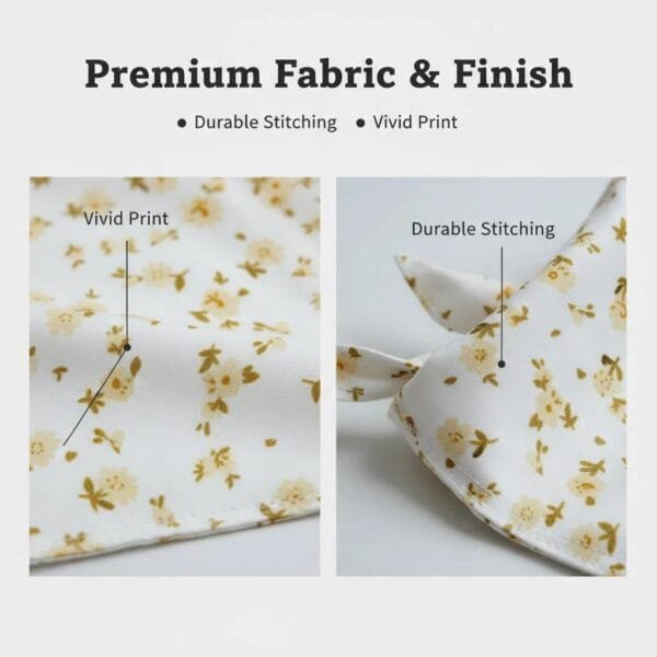 white triangle dog bandanas yellow floral design on neutral background