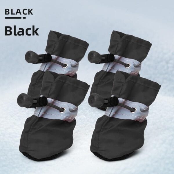 Black soft fleece-lined dog boots showing warm interior 13