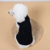 grey cable knit dog sweater laid flat showing turtleneck and ribbed hem 1