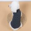 grey cable knit dog sweater laid flat showing turtleneck and ribbed hem 4