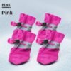 Pink soft fleece-lined dog boots showing warm interior 10