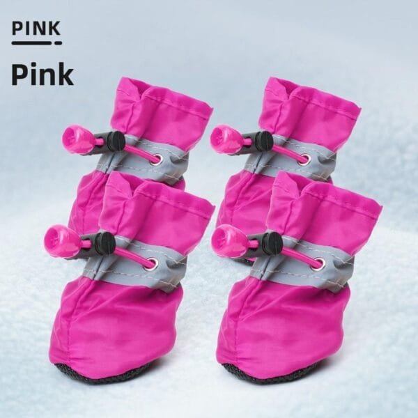 Pink soft fleece-lined dog boots showing warm interior 10