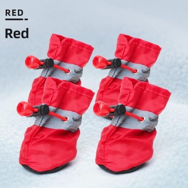 Red soft fleece-lined dog boots showing warm interior 8