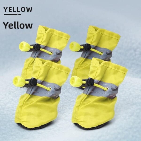 Yellow soft fleece-lined dog boots showing warm interior 7