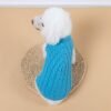 grey cable knit dog sweater laid flat showing turtleneck and ribbed hem 2