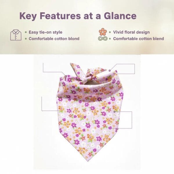 golden retriever wearing dog bandanas pink floral triangle bandana outdoors