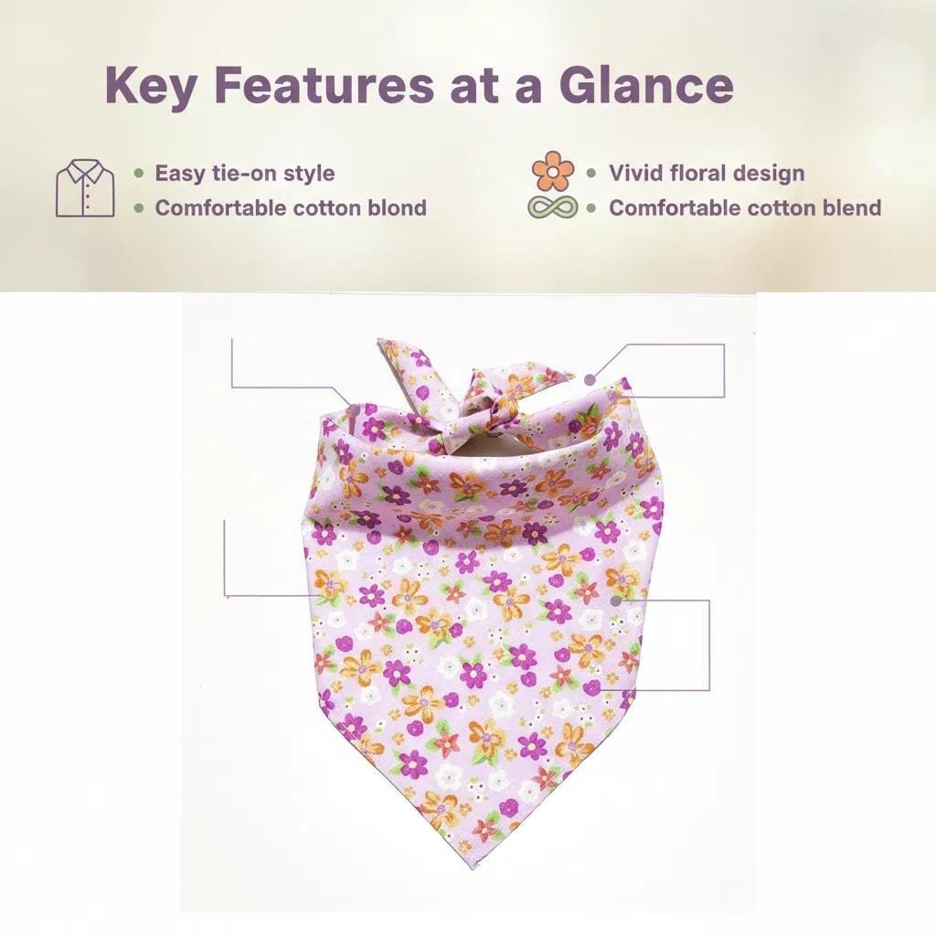 golden retriever wearing dog bandanas pink floral triangle bandana outdoors