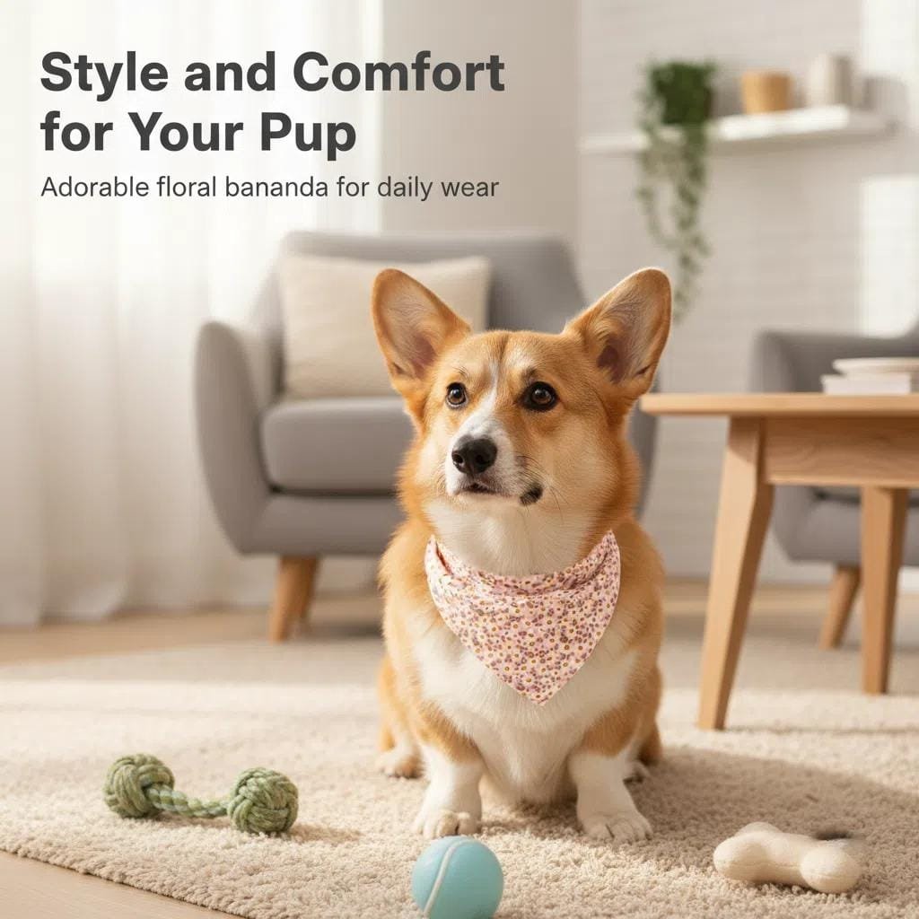 dog bandanas pink floral cotton bandana on small white dog