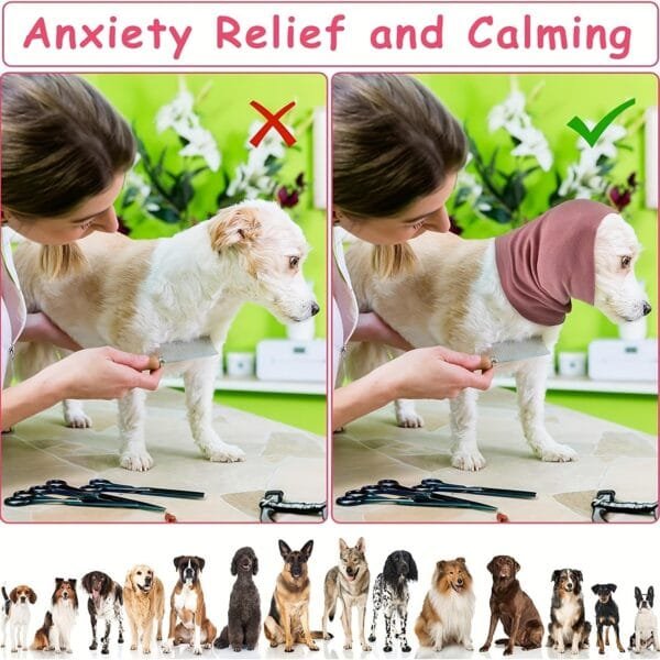 dog ear muffs calming fleece snood on large dog dog ear muffs calming fleece snood on large dog 3