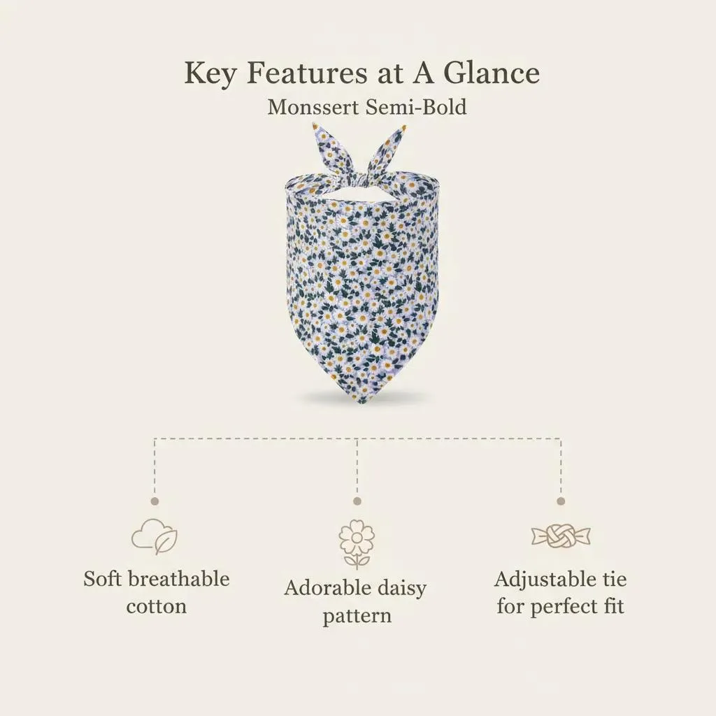 close-up of fabric and stitching on dog bandanas purple floral design