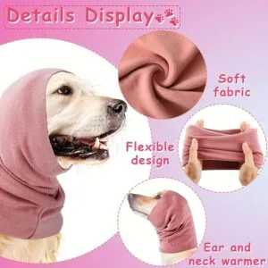 dog ear muffs calming fleece snood on large dog 2