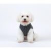 grey cable knit dog sweater laid flat showing turtleneck and ribbed hem 4