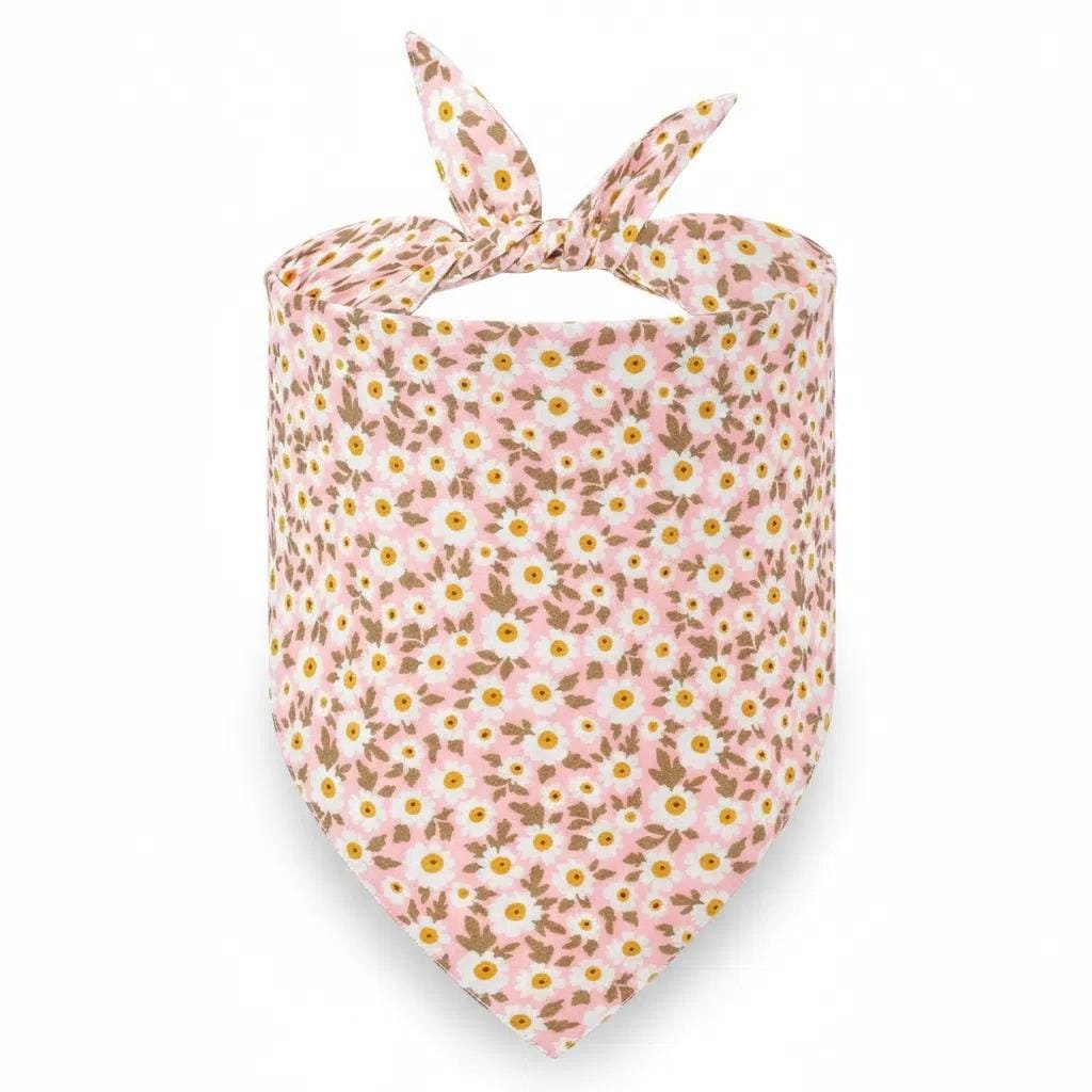 dog bandanas pink floral cotton bandana on small white dog