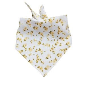 white triangle dog bandanas yellow floral design on neutral background