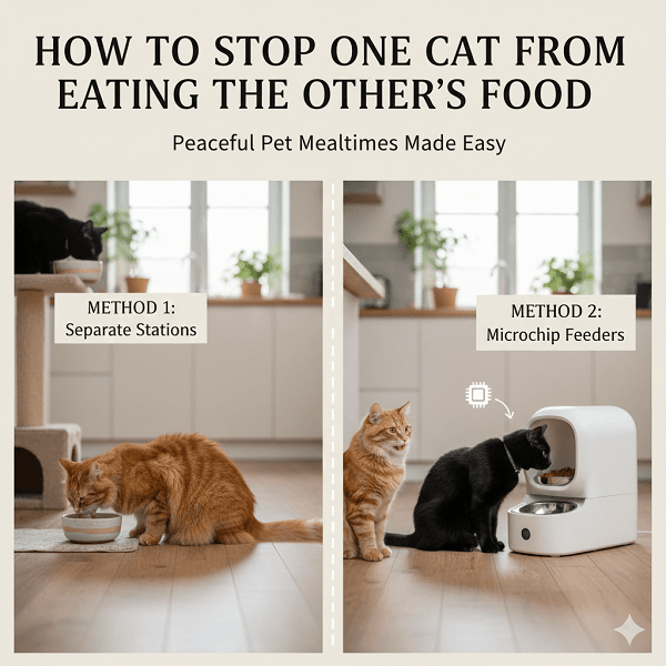 how to stop one cat from eating the other's food