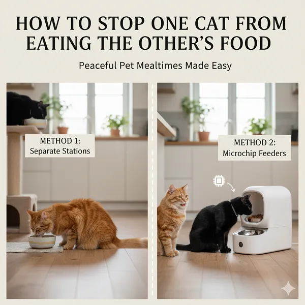 how to stop one cat from eating the other's food