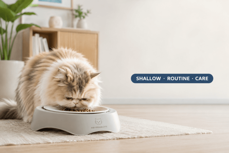 best feeder for persian cats cover image with shallow routine comfort badge