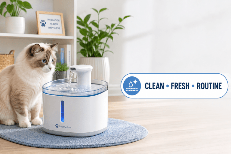 automatic water dispenser for pets cover image with clean fresh routine badge