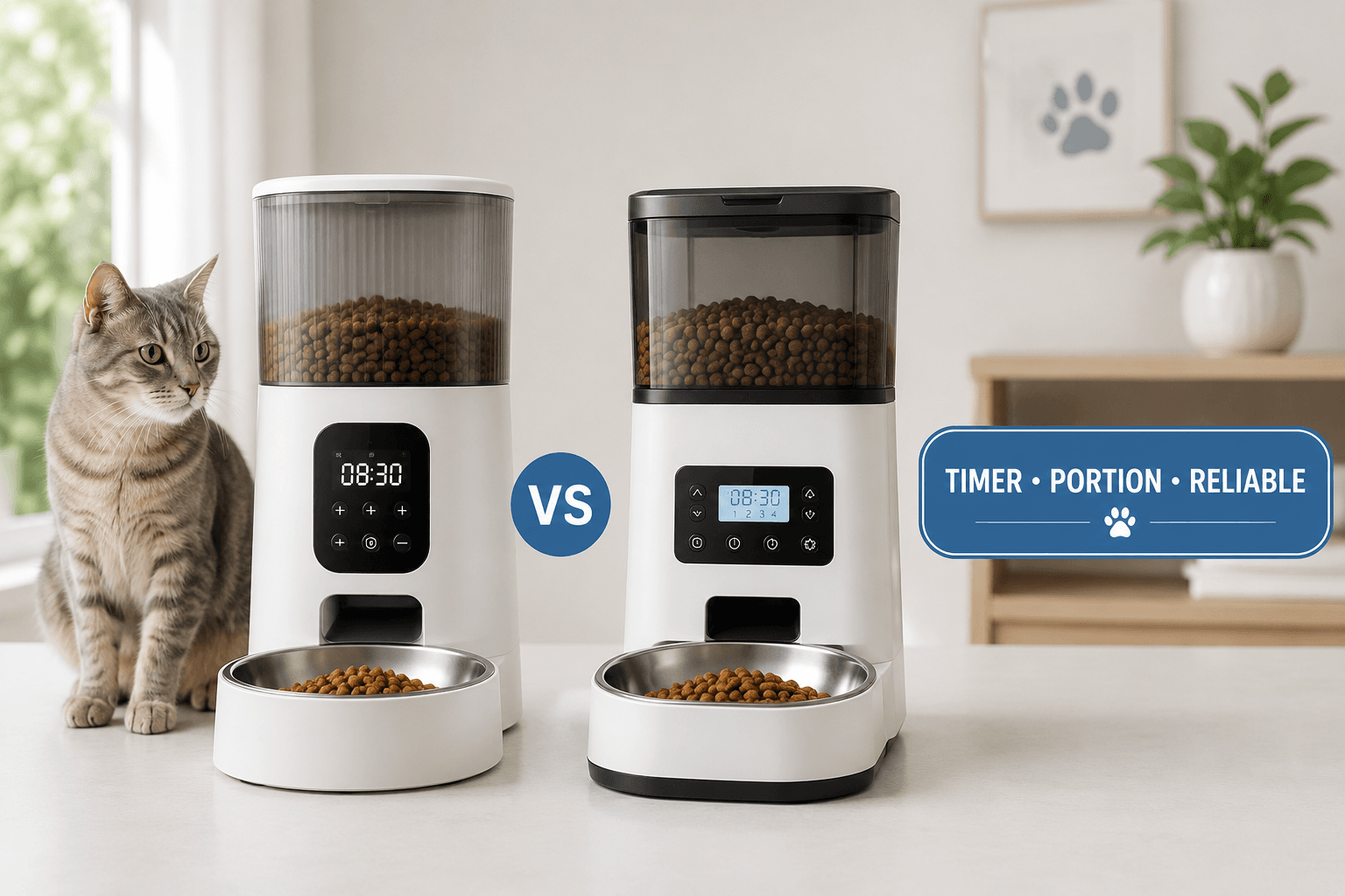 digital timed pet feeder comparison cover image with timer portion reliable badge