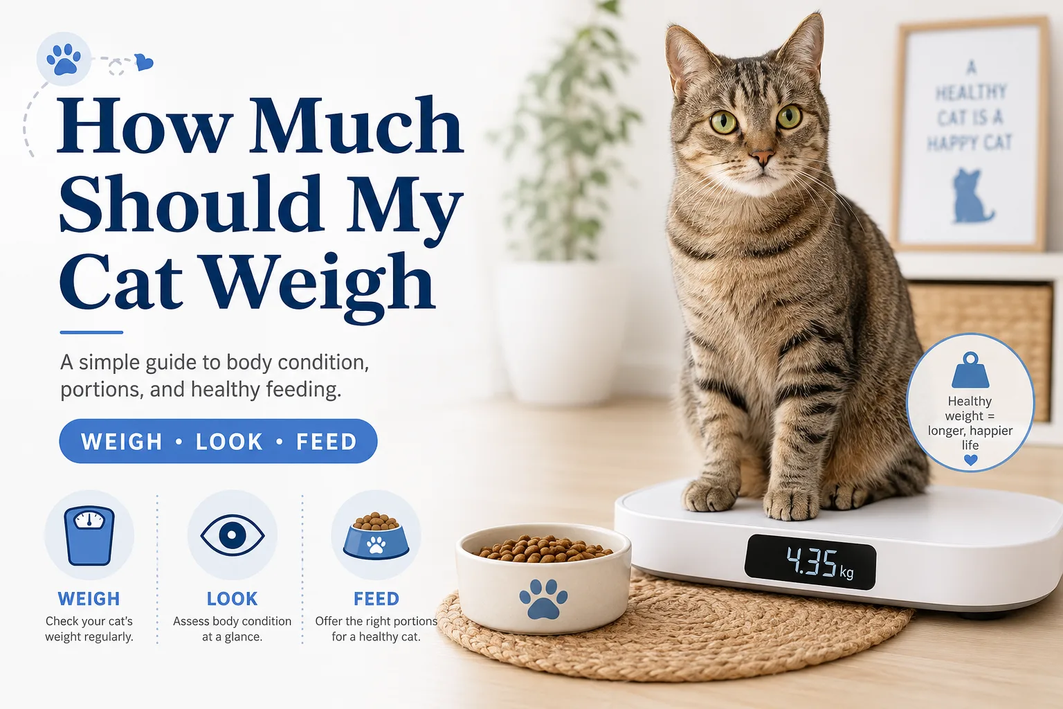 how much should my cat weigh cover image with weigh look feed badge