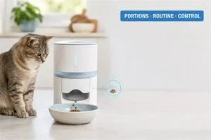 micro-portion cat feeder cover image with portions routine control badge